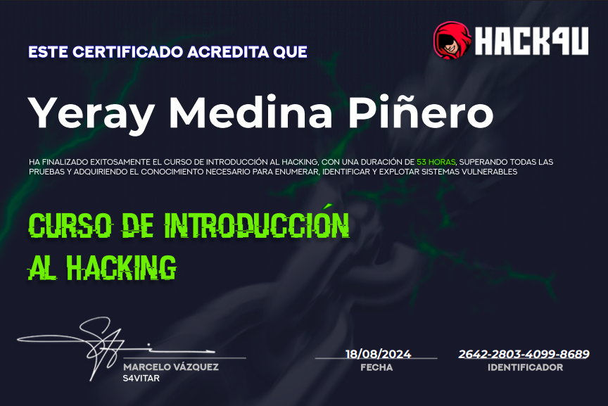 Hack4u Introduction to Ethical Hacking Certificate